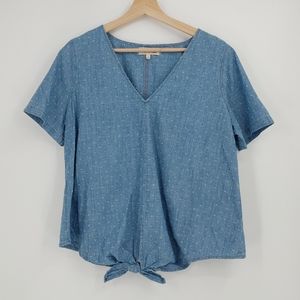 Madewell | short sleeve chambray denim top. Size L